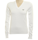 Armani Ladies Armani White V-Neck Sweater