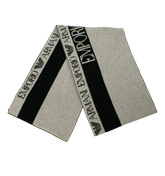 Armani Light Grey and Black Stripe Scarf