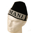 Armani Mens Armani Black Cotton Hat With Grey Trim & Black Logo