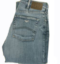Mens Armani Blue Denim Button Fly Worn Effect Straight Leg Jeans - 34 Leg (J21)