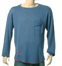Mens Armani Blue with Red Piping Lightweight Hemp Sweater
