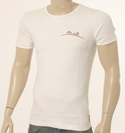 Armani Mens Armani Cream Cotton T-Shirt With Dark Red AJ Logo