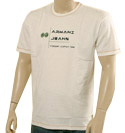 Armani Mens Armani Cream Cotton T-Shirt With Green & Navy Logo