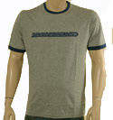 Armani Mens Armani Grey & Navy Cotton T-Shirt with Navy Logo