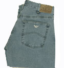 Mens Armani Mid Blue Zip Fly Stretch Denim Straight Leg Jeans - 35 Leg