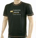 Mens Armani Navy T-Shirt With Yellow & Grey Logo