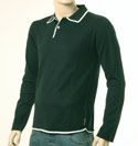 Armani Mens Armani Navy with White Piping Long Sleeve Sweater