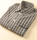 Armani Mens Beige & Navy Check Long Sleeve Cotton Shirt