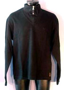 Armani Mens Black 1/4 Zip Ribbed Long Sleeve Top