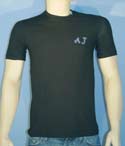 Mens Black Fitted T-Shirt With Small AJ Logo