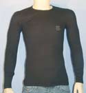 Mens Black Stretchy Long Sleeve Underwear T-Shirt