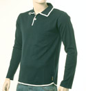 Armani Mens Black with Light Grey Piping Long Sleeve Sweater