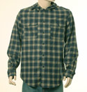 Armani Mens Blue & Beige Check Wool Mix Hooded Shirt