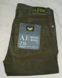 Armani Mens Dark Grey Zip Fly Cords - 34 Leg