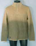 Armani Mens Hemp & Wool Beige Two Tone 1/4 Zip Sweater