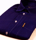 Armani Mens Indigo with White Stitching Long Sleeve Cotton Shirt