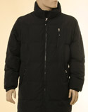 Armani Mens Navy Concealed Hood Padded Long Length Jacket