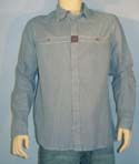Armani Mens Navy Striped Long Sleeve Linen Shirt