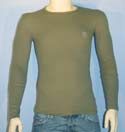 Mens Olive Stretchy Long Sleeve Underwear T-Shirt