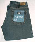 Mens Worn Effect Faded Blue Denim Zip Fly Jeans