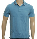 Armani Mid Blue Creased Effect Pique Polo Shirt