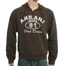 Armani Mid Brown Full Zip Hooded Sweatshirt