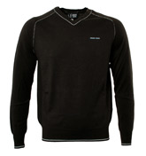 Armani Mud Brown V-Neck Lightweight Sweater