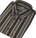 Armani Navy & Light Grey Stripe Long Sleeve Cotton Shirt