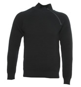Armani Navy 1/4 Zip Ribbed Sweater