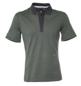 Armani Navy and Green Stripe Polo Shirt