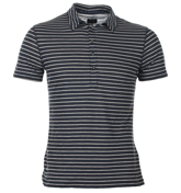 Armani Navy and Light Grey Stripe Polo Shirt