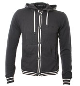 Armani Navy and White Buttoned Hooded Sweatshirt