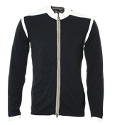 Armani Navy and White Full Zip Sweater
