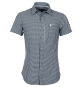 Armani Navy and White Gingham Check Shirt