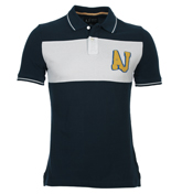 Armani Navy and White Pique Polo Shirt