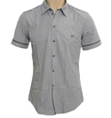 Armani Navy and White Small Check Short Sleeve Shirt