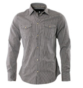 Armani Navy Check Long Sleeve Shirt