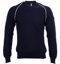 Navy Cotton V Neck Sweater