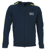 Armani Navy Full Zip Hooded Pique Sweatshirt