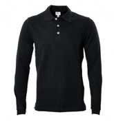 Armani Navy Long Sleeve Pique Polo Shirt