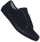 Navy Suede Perforated Trainers