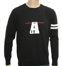 Armani Navy Sweater with White Printed Logo