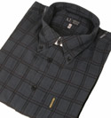 Armani Navy with Black & Red Check Long Sleeve Shirt