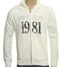 Armani Off-White Full Zip Hooded Sweatshirt