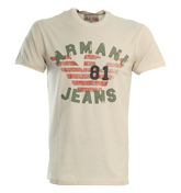 Off White T-Shirt with Sewn Logo