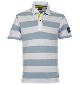 Armani Pale Blue and White Striped Polo Shirt