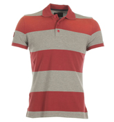 Red and Grey Pique Polo Shirt