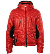 Armani Red Padded Jacket with Removable Hood