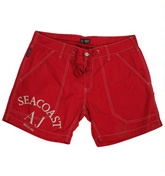 Armani Red Zip Fly Shorts