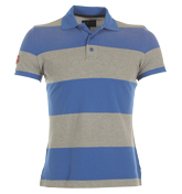 Armani Royal Blue and Grey Pique Polo Shirt